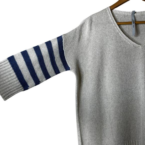 cop. copine Sweater Lagenlook Nautical 3/4 Sleeve Blue Ivory San‎ Francisco Sz M - Picture 8 of 9